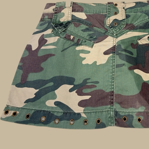 Y2K Camo Micro Mini Skirt Metal Hardware D-Ring Cyber Grunge Mall Goth XL - Picture 5 of 9